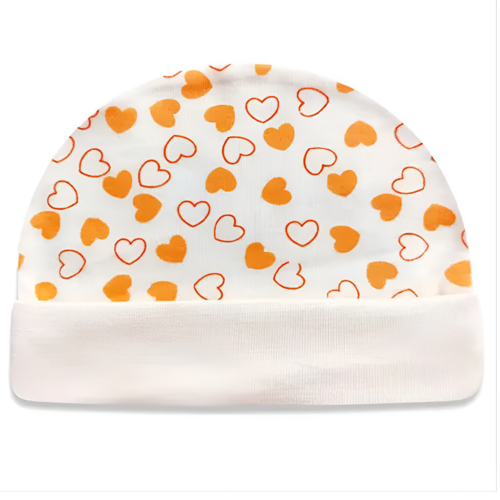 Soft Pure Cotton Babei's Head Cap Cute Print  Size 0-6 Months Color